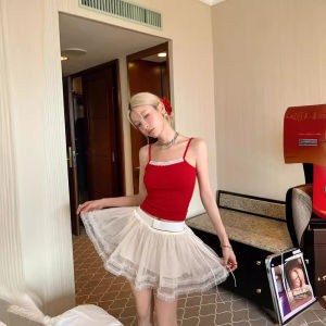 Váy Lưới Ngắn Hai Lớp Cạp Thấp Mùa Hè Cho Nữ Váy Nửa Thân Fairy Cake Váy Vải Polyester Chất Liệu Knitted Đầm Thường Ngày Mùa Hè