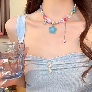 【Pharaoh🎀COD】Dopamin Bintang Kalung Desain Rasa Y2k Gaya Kalung Gadis Pedas Manik Klavikula Rantai