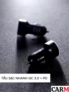 Tẩu sạc nhanh ô tô 12 - 24V với 2 cổng USB 3.1A phù hợp các dòng xe