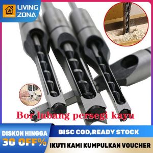 HSS Square Mata Bor Perkayuan Lubang Persegi Pahat bor Woodworking Bor Alat Auger Mortising Pahat Bor Set DIY Furniture Persegi Woodworking Bor Lubang Persegi Kayu