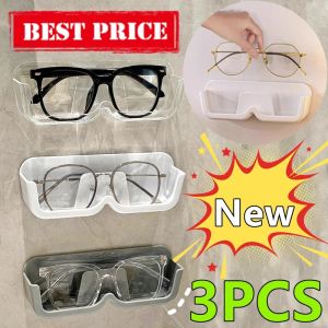 New 3PC High End Glass Display Cabinet Glasses Storage Box Wall Mounted Perforated Free Sunglasses Storage Rack Home Tidying