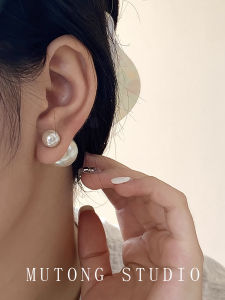 Fashionable Pearl Stud Earrings Womens Double-Wear Vintage Large Small Pearl Front And Back Design Luxury Jewelry Accessories