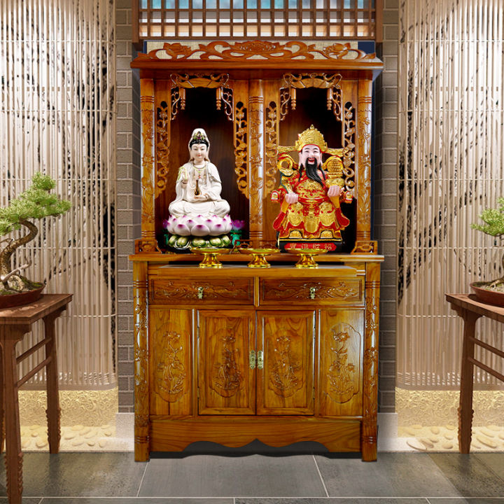 Solid Wood Buddha Niche Double Position Buddha Cabinet Double God Niche ...