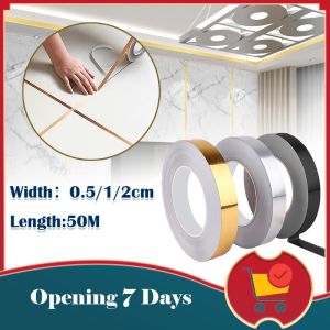 0.5/1/2CM Silver/Black/Gold Ceramic Tile Mildewproof Tile Tape Decor Self Adhesive Wall Floor Tape Sticker