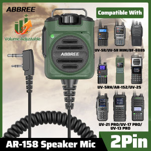 ABBREE | ABBREE AR-158 2Pin Rechargeable Microphone Mic Speaker Volume PTT Tangent For Baofeng UV 5R BF 888S UV 21 PRO Two Way Radio