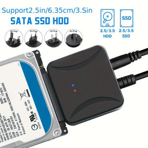 Congdi | SATA To USB 3.0 Cable SATA III Hard Drive Adapter Up To 6 Gbps for 2.5 3.5 Inch HDD SSD Hard Drive Disk with 12V/2A Power SATA