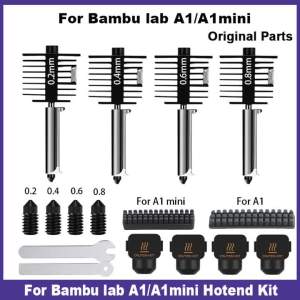 for Bambu Lab A1 Mini /A1 Hotend Kit with 0.2/0.4/0.6/0.8mm Hardened Steel Nozzle For A1 Replace Hotend Kit For Bambu A1 A2L