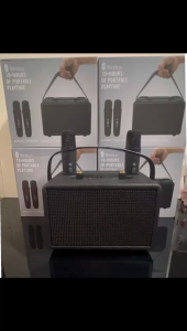 Speaker with 2 wireless mic Bluetooth built in battery usb flash plug n play TF card plug n play with mic holder