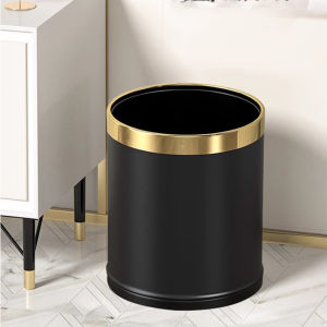 10L/14L Kitchen trash can without lidMetal double layer garbage can for bathroom，living room，kitchen，hotel，restaurant