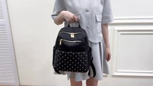 Korean Style Nylon Cloth Womens Backpack Portable Trolley Case Travel Commuter Backpack Womens Bag Large Capacity Schoolbag