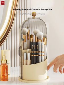 Rotatable Dustproof Makeup Organizer for Brushes and Lipsticks