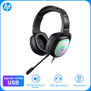 HP H360G 7.1 Virtual Surround Gaming Headset Gaming Headphone with Microphone RGB Led Light Skin Friendly 50mm Speaker Over-ear-headphones for PC MAC Laptop Computer Phone