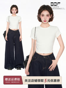 Áo Thun Nữ Tay Ngắn Cổ Tròn Màu Trắng Ôm Vừa Vặn Mùa Hè Không Đều Phong Cách Đường Phố Thời Trang Thường Ngày