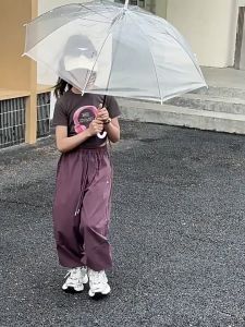 3-14 Years Old Girls & Boys Quick Drying Pants New Ice Silk Multi Pocket Korean Style Wide Leg Casual Baggy Pants for Girls & Boys