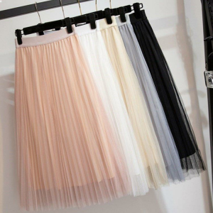 High Waist Long Dress Pleated Skirt Gauze Net Material Shanqi Shield Brand New 2022 Spring Summer Style Versatile Party Dress