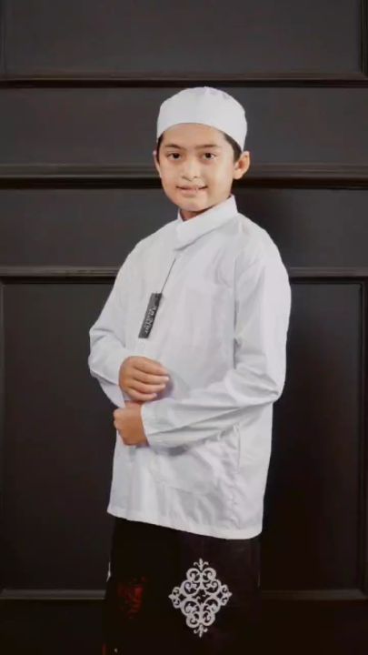 Baju Koko Anak Lengan Panjang Polos Merah Maroon annur