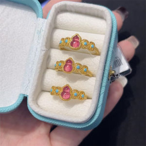 Retro 18K Gold Flower Silk Gourd Ring for Women Attracting Wealth Versatile High Aesthetic Value  out Original Design Jewelry