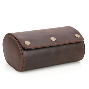 CONTACTS FAMILY | CONTACTS FAMILY Retro 2 Slots Watch Roll Case Travel Portable Leather Travel Watch Storage Box Organizer With Slid in Out