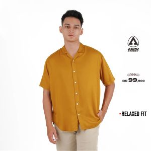 Aerostreet Kemeja Rayon Marva Mustard Hawai Polos Cerah Pria Wanita QABAA