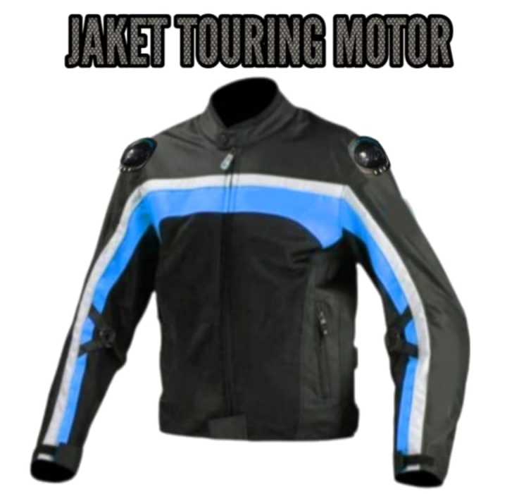 Jaket motor motif polos biru 01 Lazada Indonesia