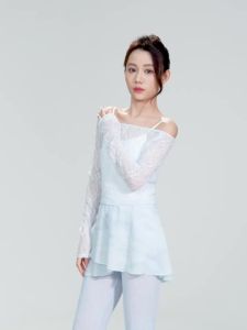 daydance | Women Girls Dance Tops Lace Blouse Long Sleeve Gauze One-shoulder Dance Tops 3D Patterns Classical Ballet Tops Yoga Shirts