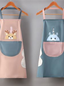 Waterproof Oil-resistant Sleeveless Cartoon Cute Kitchen Apron Household Cleaning Waistcoat Couples Workwear Female Model