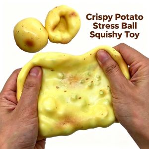 Crunchy Squishy Potato Stress Ball Squeeze Toy Crispy Potato Squishy Fidget Ball Handmade Round Blocks Filled ASMR for Adult