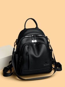 Multifunctional Genuine Leather Cowhide Double Shoulder Bag 2025 New Korean Fashion Versatile Ladies Backpack Large Capacity Travel Bag