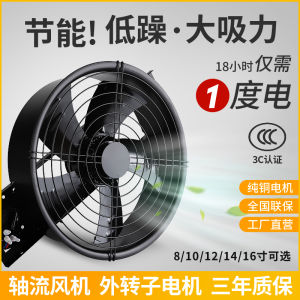 Axial Flow Fan Kitchen Oil Smoke Exhaust Fan 8-Inch 10-Inch 12-Inch Heat Dissipation Outer Rotor Ventilating Fan Factory Exhaust Fan