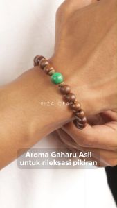 JADE GAHARU BRACELET - Gelang Aesthetic Kayu Gaharu Wangi Mix Batu Kristal Akik Giok Hijau Kesehatan Asli Original Pria Wanita Keren Terbaru