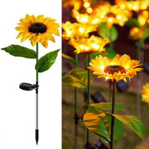 LED Simulation Butterfly Sunflower Outdoor Solar Light Garden Summer Landscape Lighting Camping Wedding Party Decor Lawn Lamp