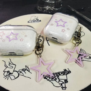 Fashionable Minimalist Purple Star Airpods pro 2 Case Compatible with Apple Earphones Protective Cover for Airpods 1/2/3