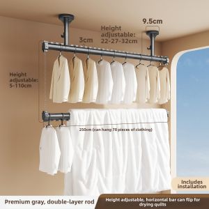 MINGZHI | Double Layer Balcony Side Mount Clothes Drying Rack