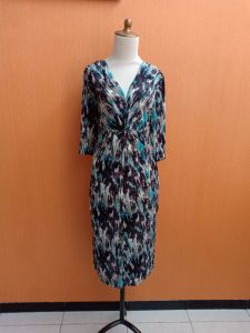 midi maxi dress wanita hitam motif abstrak COVINGTON cewek L XL XXL cewek MEWAH jumbo vneck