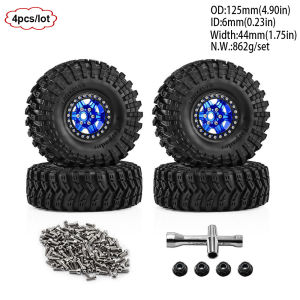 4PCS 1.9 inch Aluminium Alloy RC Crawler Beadlock Tires and Wheels For 1/10 Traxxas TRX4 TRX6 SCX10 II III 90046 Upgrade Parts
