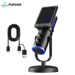 Micro USB Chơi Game PUPGSIS Dành Cho PC Với Bộ Lọc Pop Đèn Báo RGB Chức Năng Tắt Tiếng Nhanh Điều Khiển Độ Khuếch Đại - Micro Tụ Điện Dành Cho Phát Trực Tuyến Và Podcast