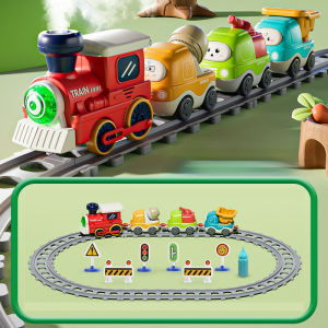 Children Electric Track Train Toy Steam Rail Car with Light&Music Mini Engineering Car Set Kids Puzzle Boy Toys Xmas Gifts