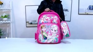 Cặp đi học cho bé gái tiểu học balo học sinh hình công chúa nhiều ngăn tặng kèm hộp bút