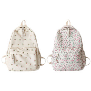 MOJOYCE Fashion-Forward Womens Double Shoulder Backpack with Floral Design Spacious Teen Girl Bag for Travel and Daily Use
