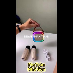 Loa bluetooth karaoke Kinyo K12 tặng kèm 2 mic và stickerloa karaoke không dây âm thanh bass hay cùng đèn led có BH hot