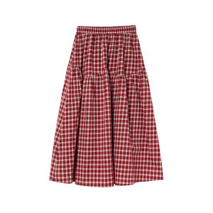 NIHAOKANONG | Chân Váy Midi A-line Cao Waist Vintage Check