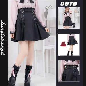 Womens Plus Size Lolita Style Skirt Black High Waist Slimming Summer Skirt Japanese Cute Soft Girl Fashion Flared Design S-3XL