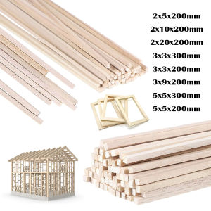 20/50pcs Balsa Wood Wooden Strip Craft Square Cudgel Model Toys Building Carving Handicraft DIY Accessories Balsa Stick 2-5mm