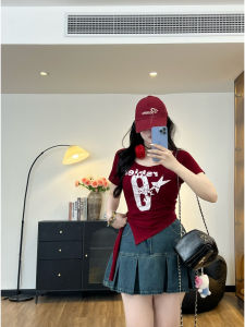 Áo Thun Nữ Tay Ngắn Không Đều Cỡ Lớn Thiết Kế Mùa Hè in Họa Tiết Phong Cách Ngọt Ngào Và Cay Nồng Ôm Vừa Vặn