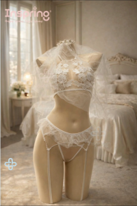 Elegant White Bridal Lace Sleepwear Set | Honeymoon Nightwear with Veil