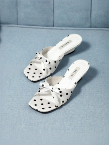 Belle | French Style Polka Dot Bow Sandal Wedge