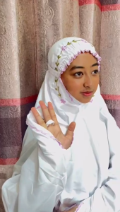 (Hitam) Mukena Dewasa Terusan Kain Katun Mikro/Polykatun Ukuran Normal Mukenah Dewasa By Amirah Bordir