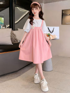 ชุดเดรสแขนสั้นฤดูร้อนสำหรับเด็กผู้หญิง ชุดเดรสแขนกุดลำลองสำหรับเด็กผู้หญิงวัยเตาะแตะ ชุดเดรสผ้าฝ้ายสีพื้น ความยาวปกติ