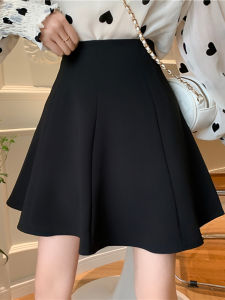 Black High Waist Puffy A-Line Mini Skirt Womens Spring Autumn Summer Slimming Hip Covering Umbrella Skirt Half-length Skirt