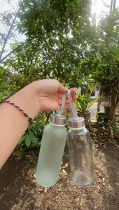 Botol Minum Aesthetic Kaca Bening Doff Wadah Minuman Tempat Air Souvenir Murah Tumbler Korea Botol Anak Laki Laki Mini Travel